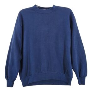 Vtg Y2K Jerzees Russell Sweatshirt Men XL Blank Navy Cotton Nublend Active USA
